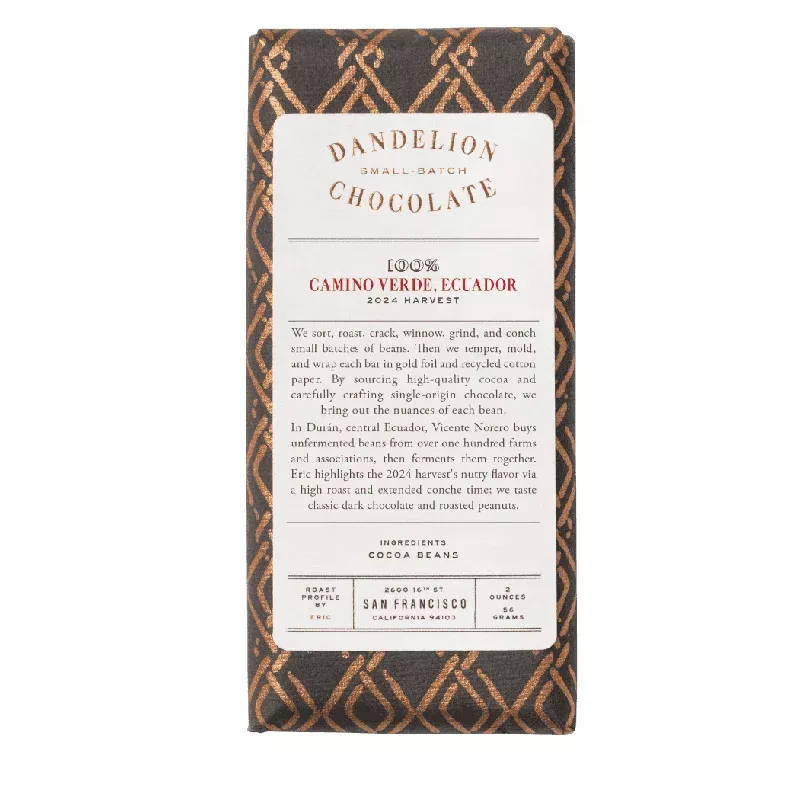 100% camino verde ecuador 2024 harvest batch 1 single-origin chocolate bar