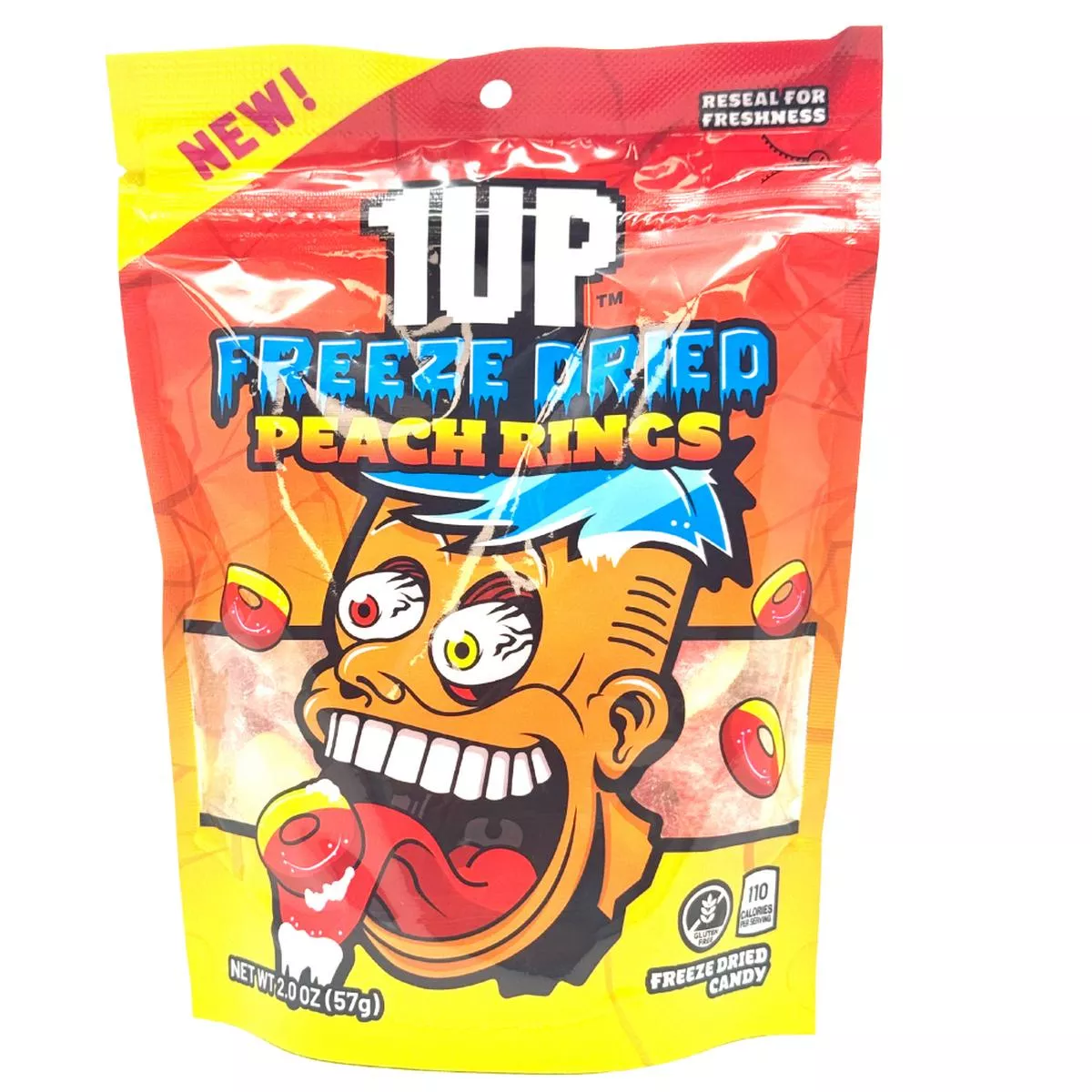 1UP Freeze Dried Peach Rings 2oz – 1 Bag