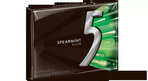 5 Gum Spearmint Rain Flavor (10 Packs Per Box)