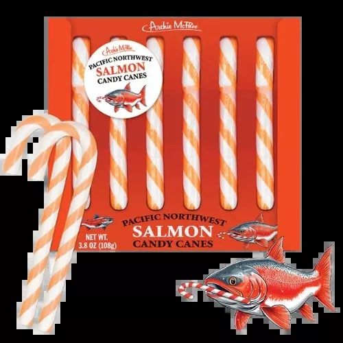archie mcphee salmon 6 count candy cane 3. 8 oz. box