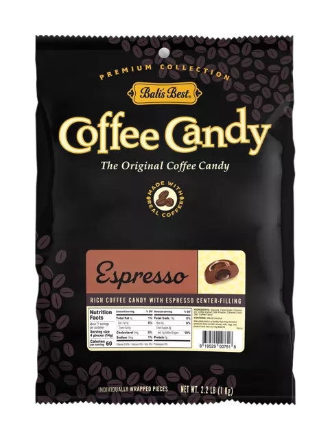 Bali's Best Coffee Candy, Espresso Center Filling, 2.2lb Bag