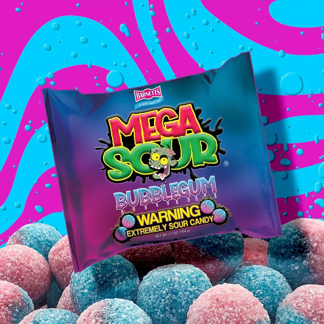 Barnett's Mega Sours, The World’s Sourest Candy - Bubblegum