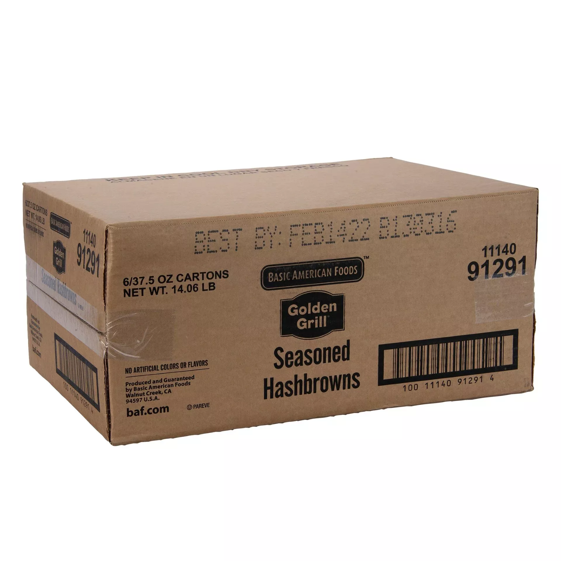 Basic American Foods Golden Grill Seasoned Hashbrowns Half Cup Servings Per Loose Shredor Patty 37.5 Ounce Size - 6 Per Case