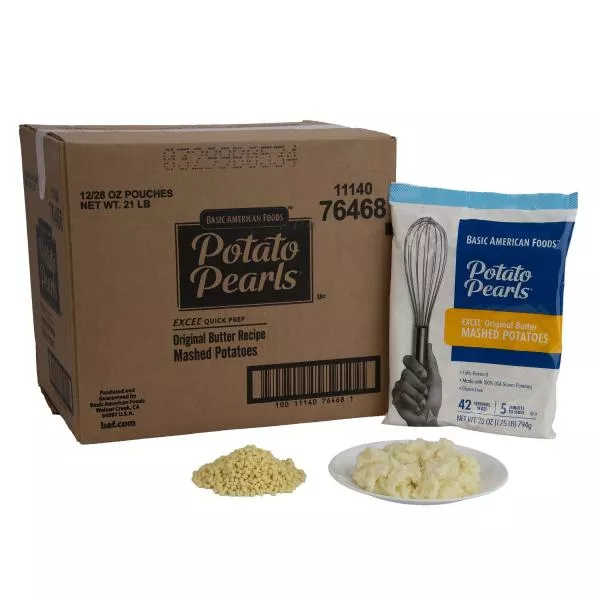 Basic American Foods Potato Pearls Excel Original Butter Mashed Potatoes 28 Ounce Size - 12 Per Case