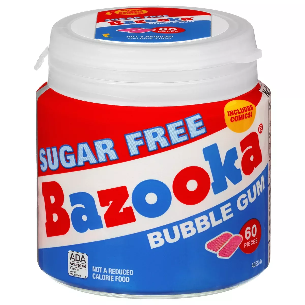 Bazooka Original Bubble Gum Sugar Free 60ct Jar or 6ct Box