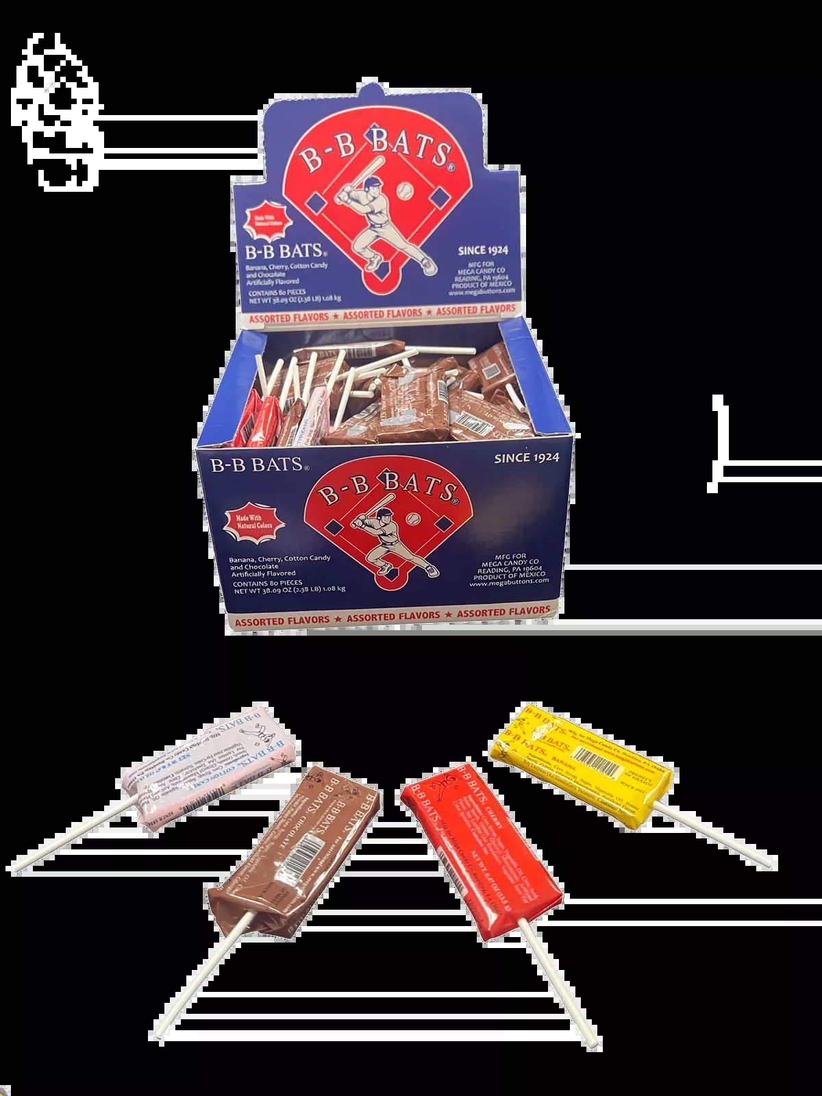 BB Bat 80ct Box Assorted Flavors