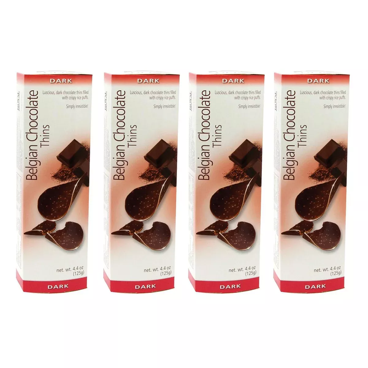 Belgian Chocolate Thins, Dark 125g, Pack of 4