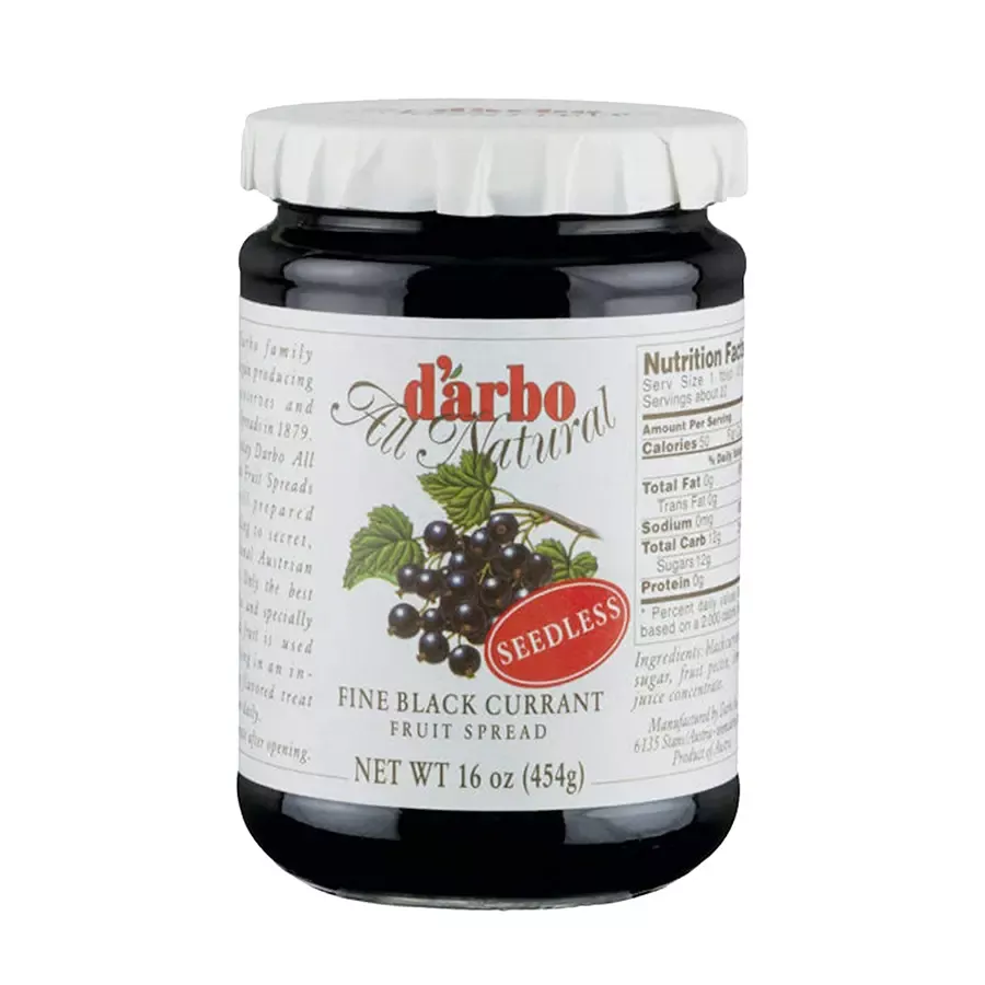 Black Currant Seedless Jam (Black Currant Seedless Fruit Spread) - 16 Oz