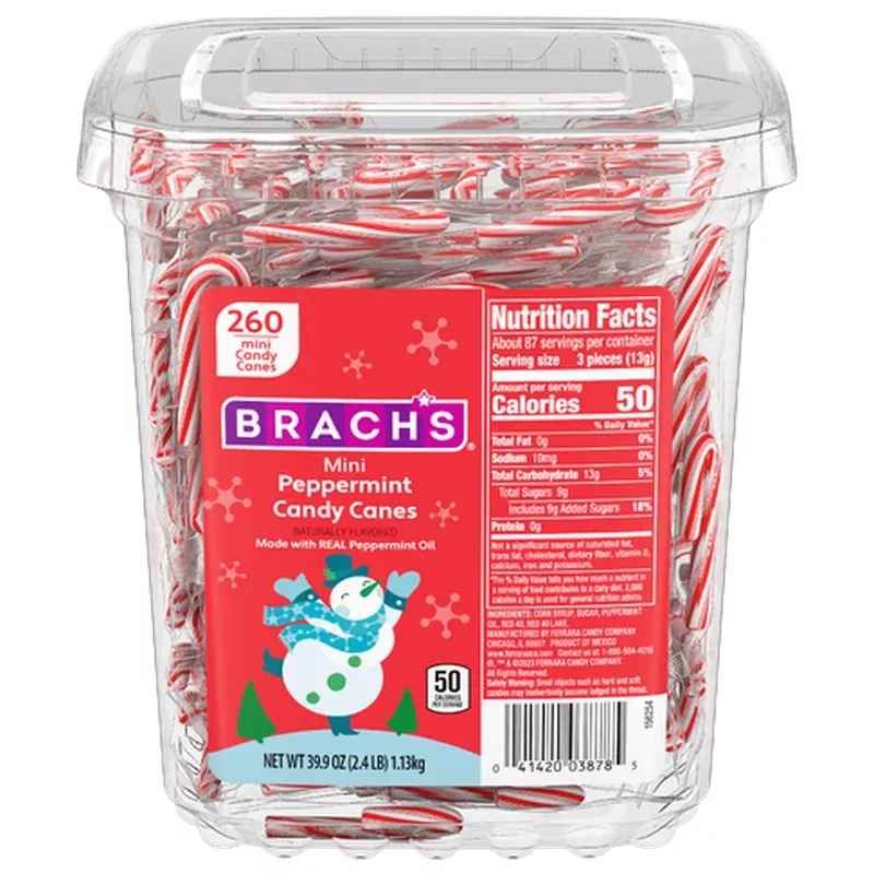 Brach's Bob's Mini Peppermint Candy Canes - Tub of 260