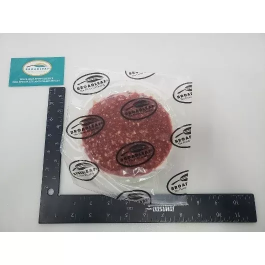 Broadleaf Frozen Beef Grass Fed Patties Round 1 Pound Each - 10 Per Case