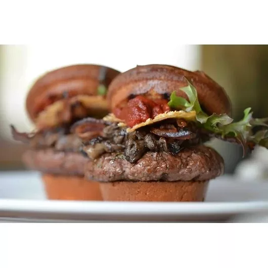 Broadleaf Frozen Elk Patties Round 5.33 Ounce Size - 30 Per Case