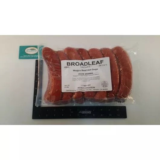 Broadleaf Frozen Wagyu Beef Hot Dog 5 Pound Packs - 2 Per Case