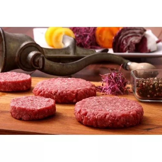 Broadleaf Frozen Wagyu Ground Beef Patties Round 2 Ounce Size - 80 Per Case