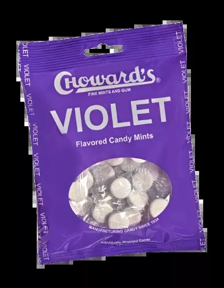 c howard’s violet wrapped candy mints 3 oz. bag