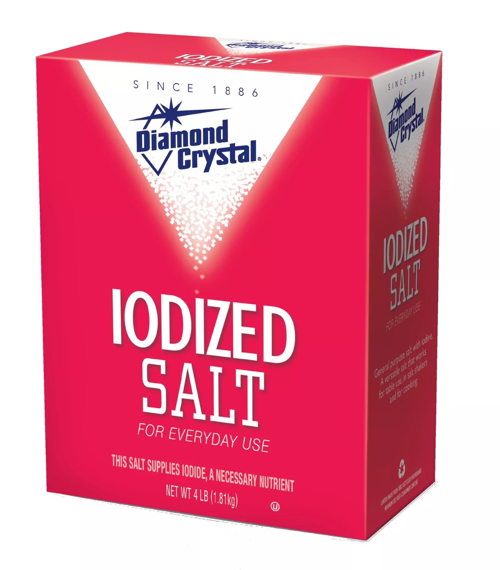 Cargill Salt Diamond Crystal Table Salt Iodized 4 Pound Each - 9 Per Case