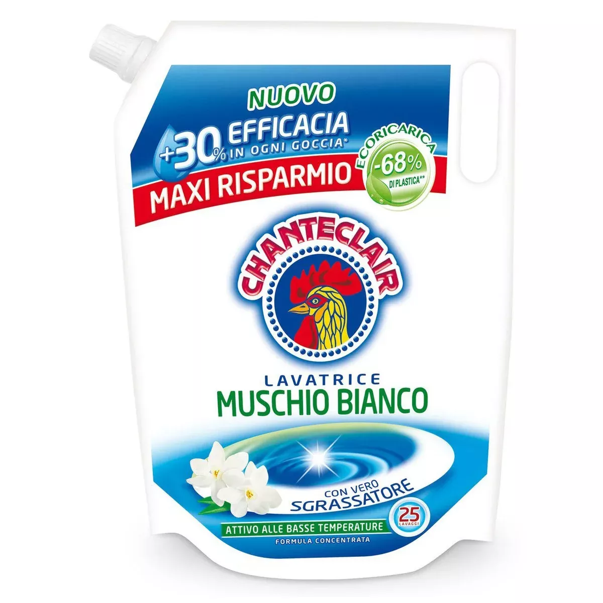 Chanteclair Lavatrice Muschio Bianco, Washing Machine Detergent, 25 Loads Refill, 42 oz | 1250 ml