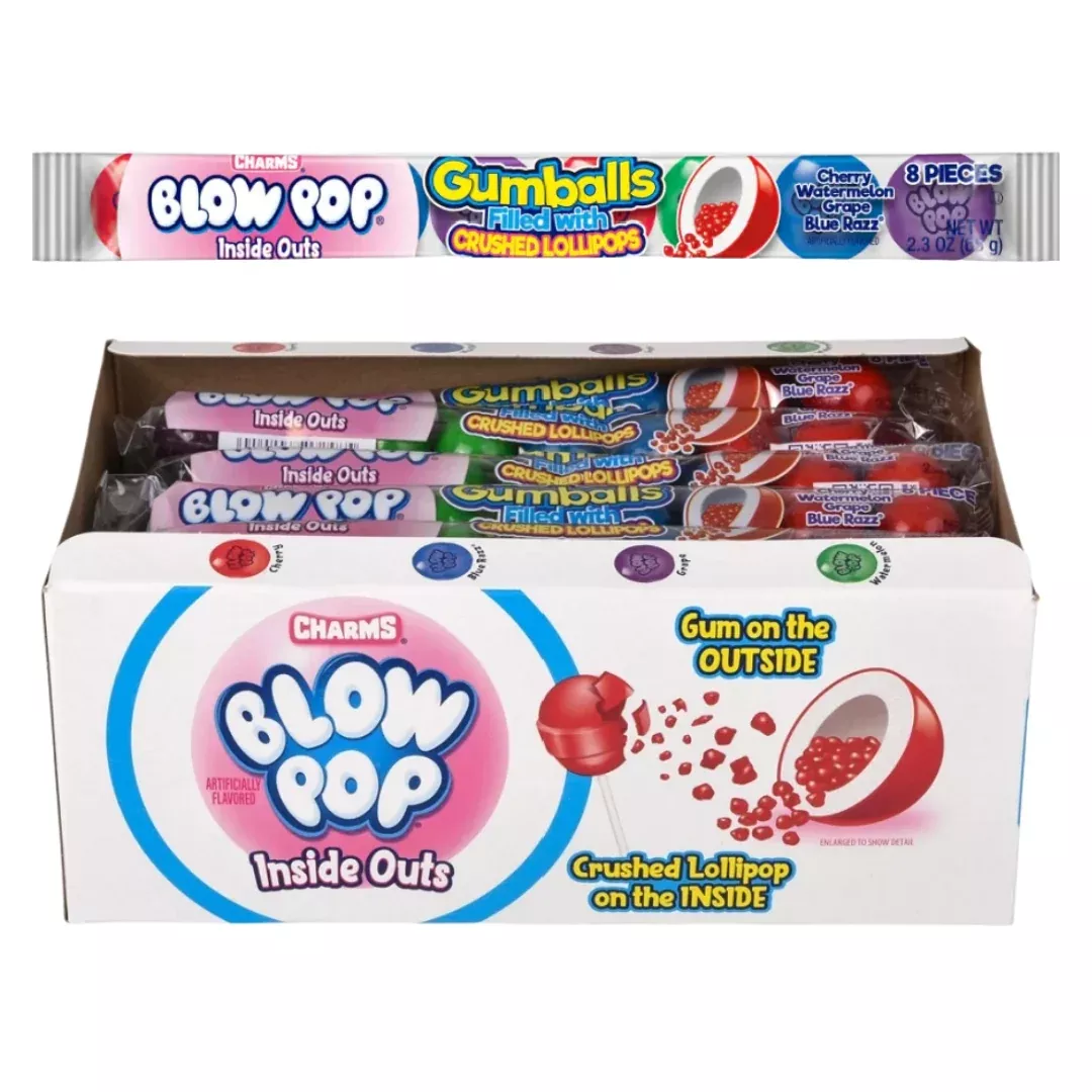 Charms Inside Outs Blow Pop Candy Gum Balls (24 Pack)