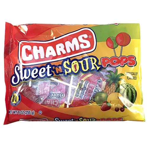Charms Sweet 'N Sour Pops Lollipops - 9-oz. Bag