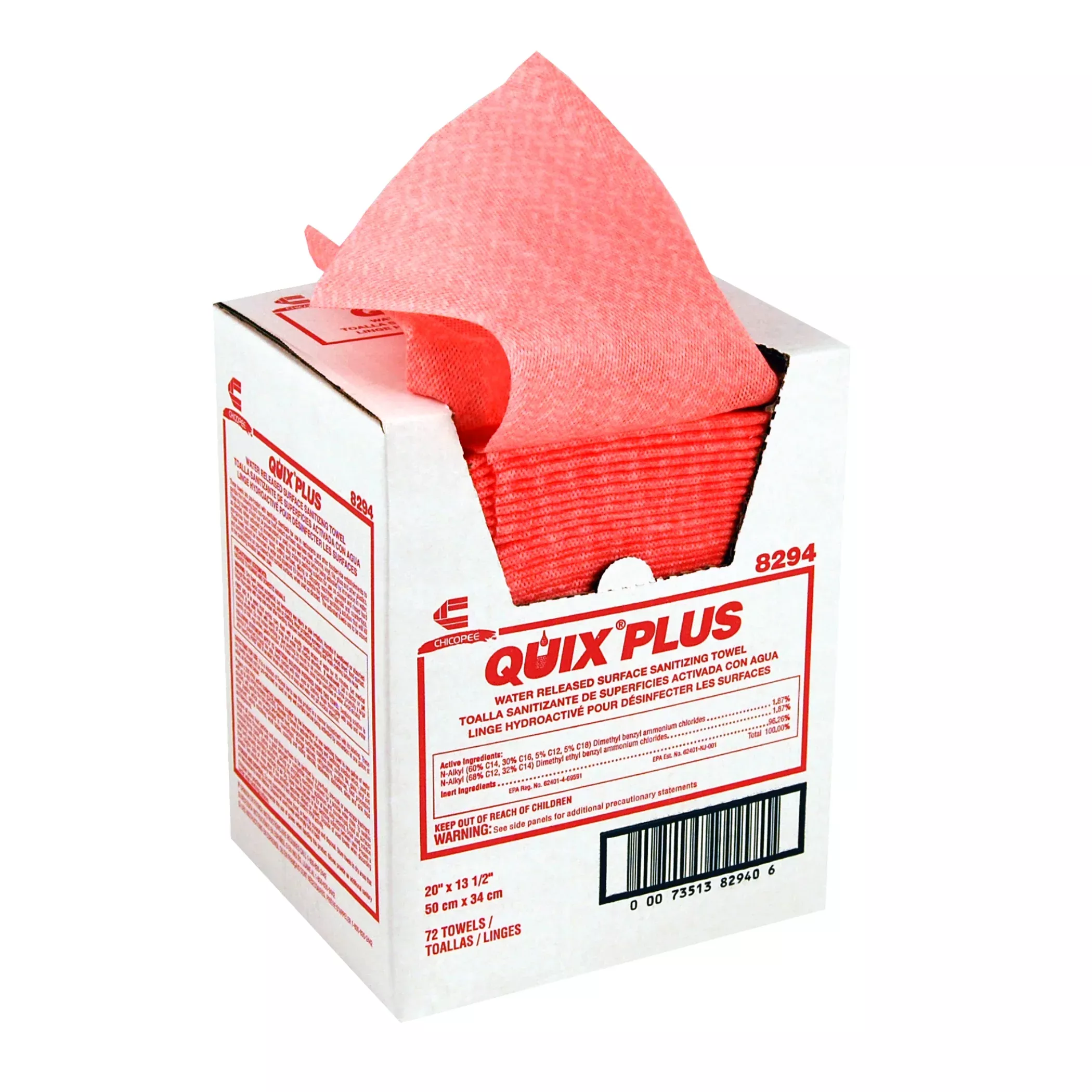 Chicopee 8294 Chicopee Quix Plus Medium Duty Pink 20" X 13.5" - 72 Per Case