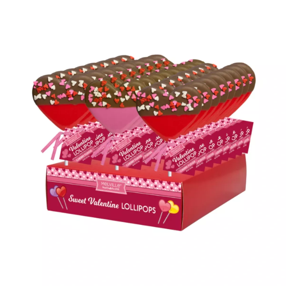 Chocolate Dipped Confetti Heart Lollipops Cherry Fudge