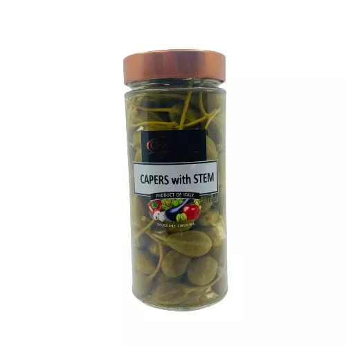 Cinquina Capers with Stem in Vinegar, Caper Fruit, 11.3 oz | 320g