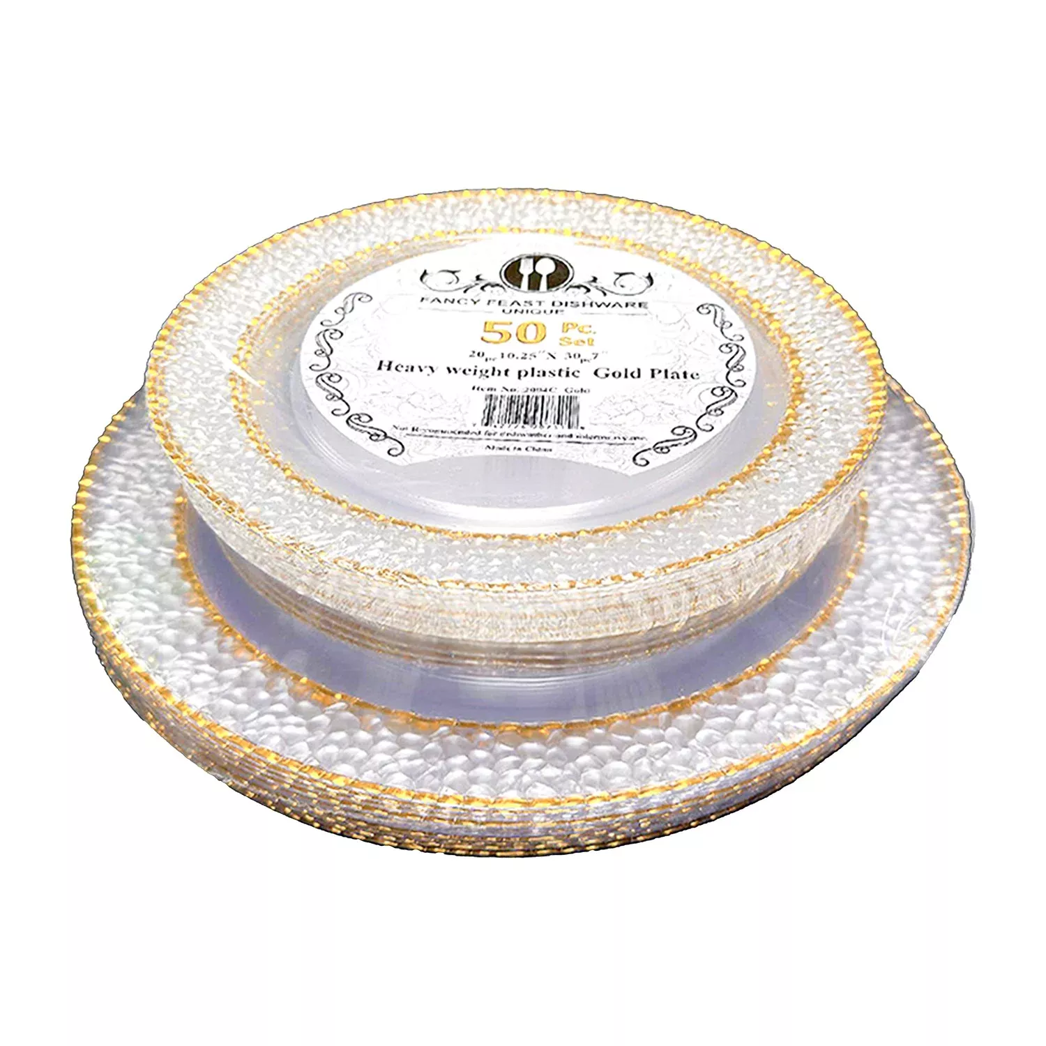 Clear Plate with Crystals Gold | 50ct, Bag