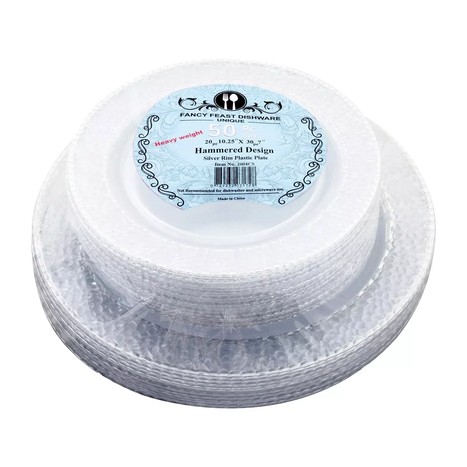 Clear Plate with Crystals Silver | 50ct, Bag