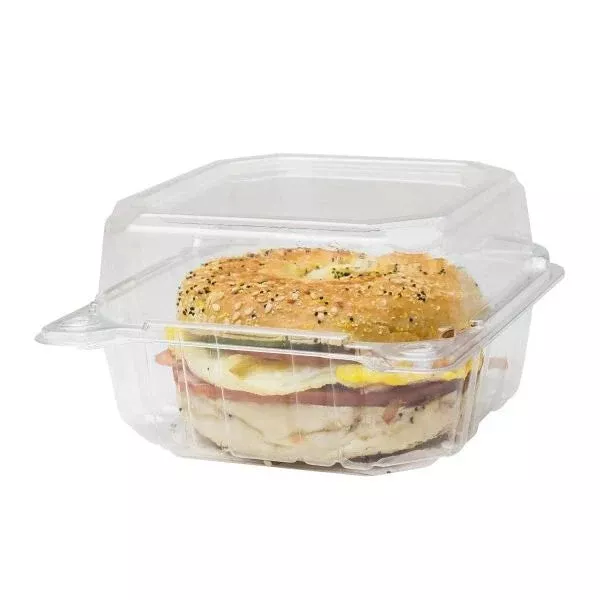 Container PET Hinged (6" X 6")| 125ct, Bag