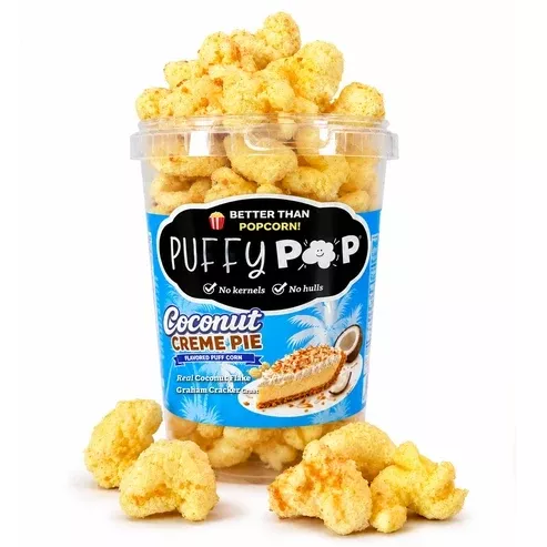 Crack Corn Puffy Pop 4.23oz Tub Coconut Creme Pie