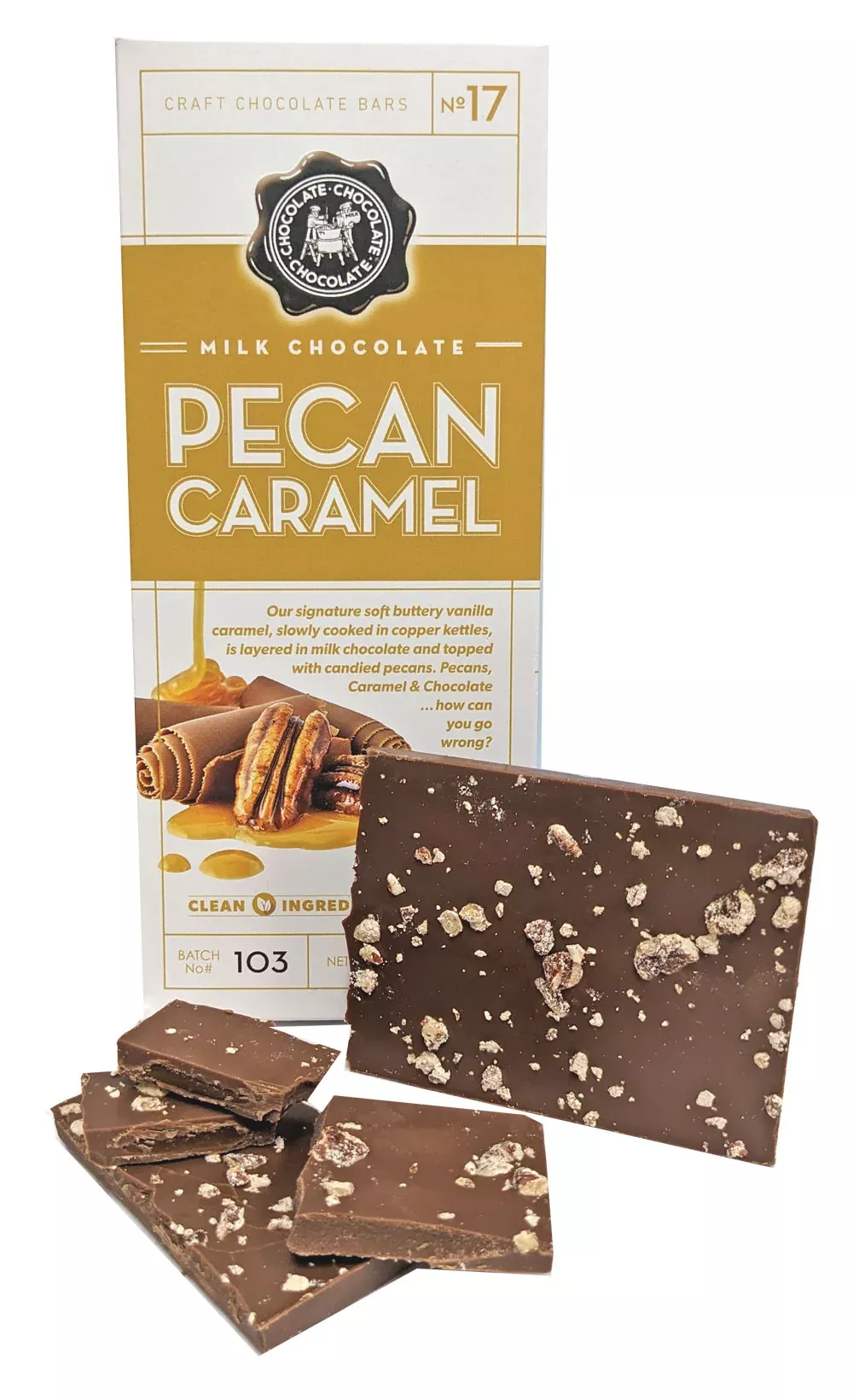 Craft Chocolate 3.5oz Bar Milk Chocolate Pecan Caramel