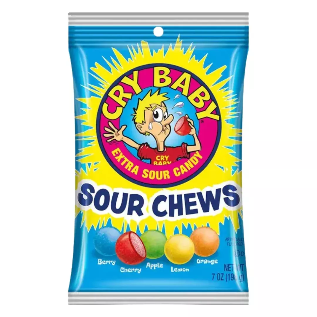 Cry Baby Sour Chews Peg Bag 7 oz