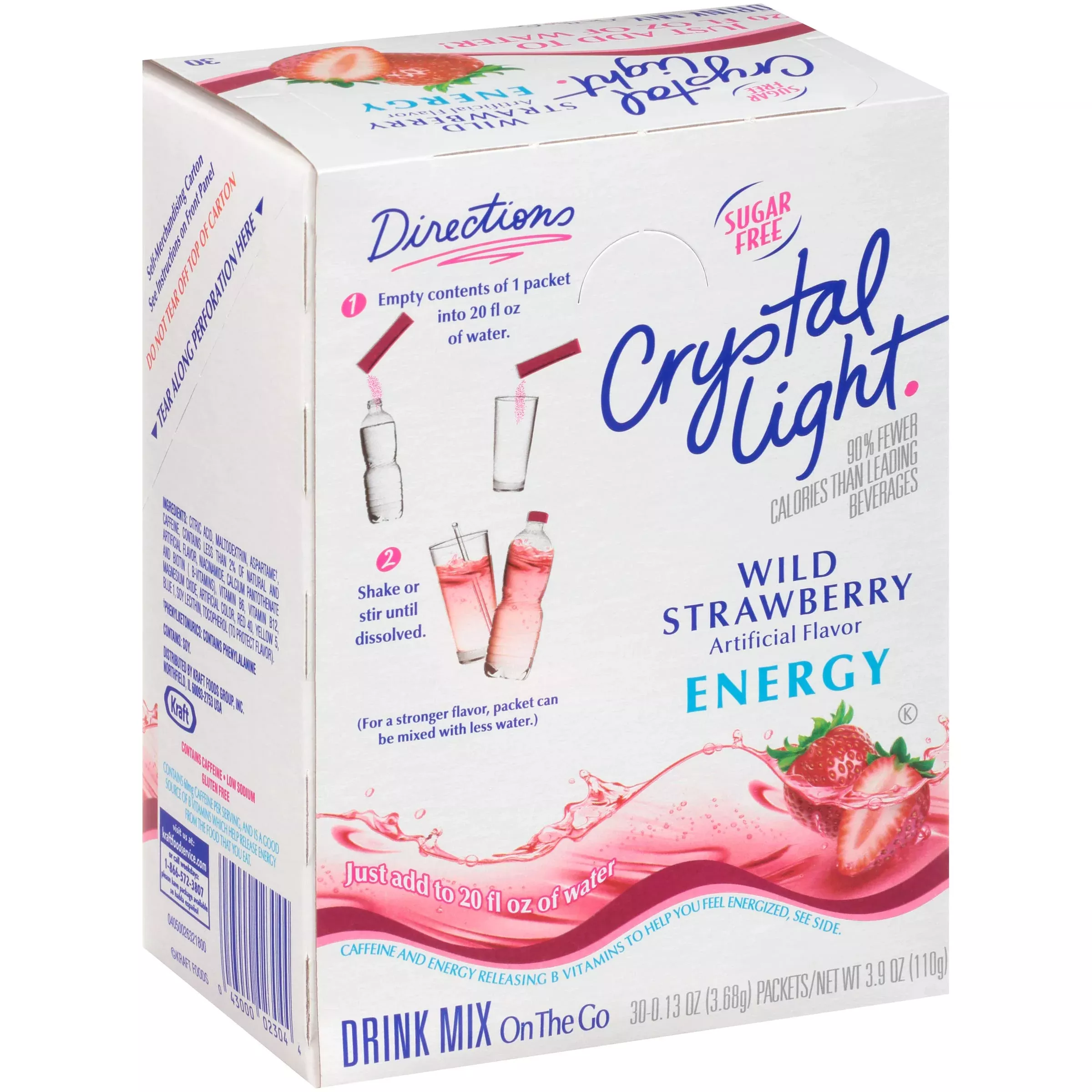 Crystal Light Wild Strawberry Energy Drink Mix (120 Packets, 4 Canisters Of 30)