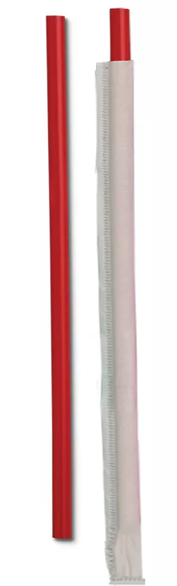 D & W Fine Pack 10.25" Tall Giant Red Pp Straw Wrapped - 1200 Per Case