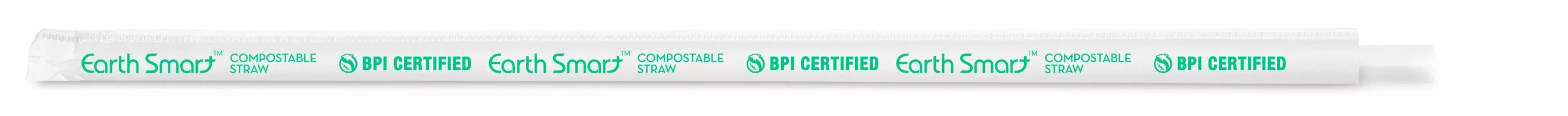 D & W Fine Pack Earth Smart 8.5" Clear Giant Wrapped Compostable Straw 1200 Count