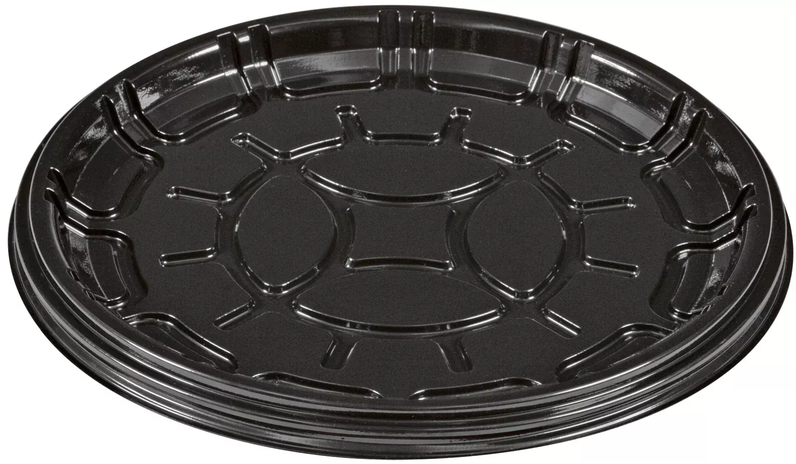 D & W Fine Pack Partipak 12" Round Black PET Everyday Tray - 50 Per Case