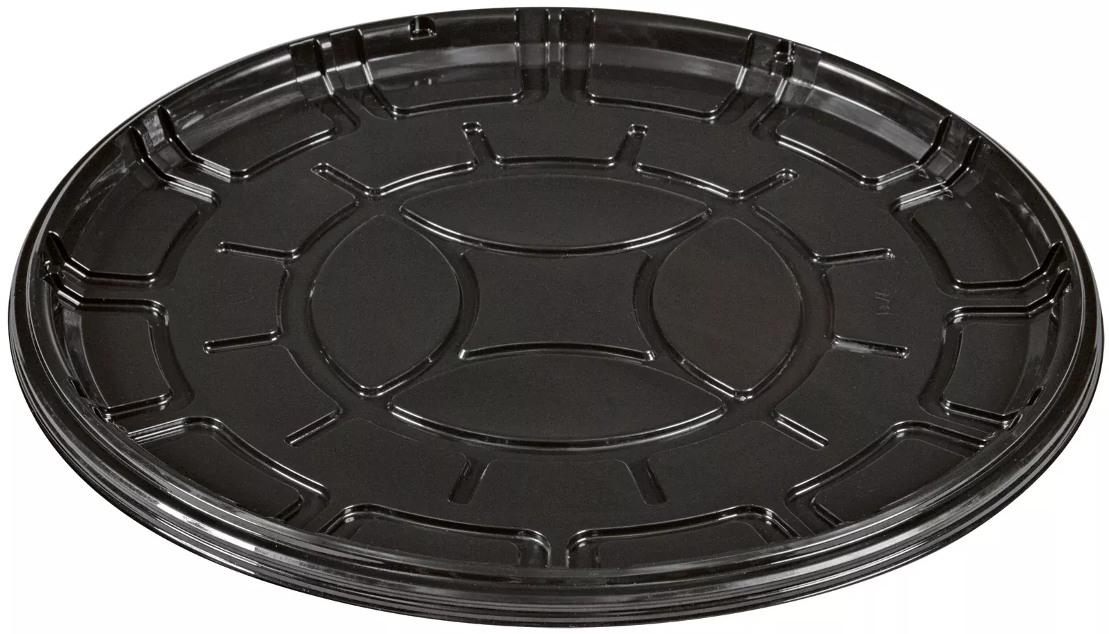 D & W Fine Pack Partipak 18" Round Black PET Everyday Tray - 25 Per Case
