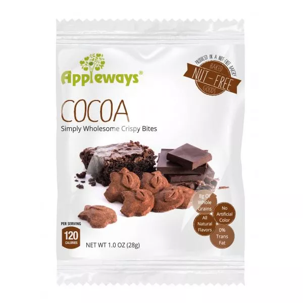 Darlington Snacks Appleways Whole Grain Cocoa Crispy Bites Individually Wrapped 1 Count Packs - 108 Per Case