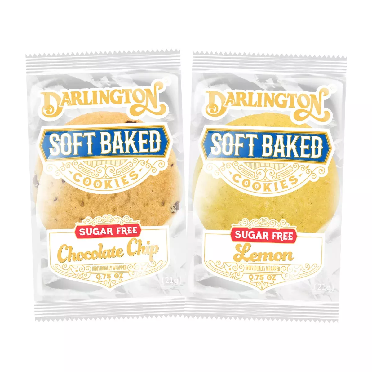 Darlington Snacks Darlington Sugar Free Soft Baked Assorted Cookies (chocolate Chip Lemon) Indivi 1 Count Packs - 212 Per Case