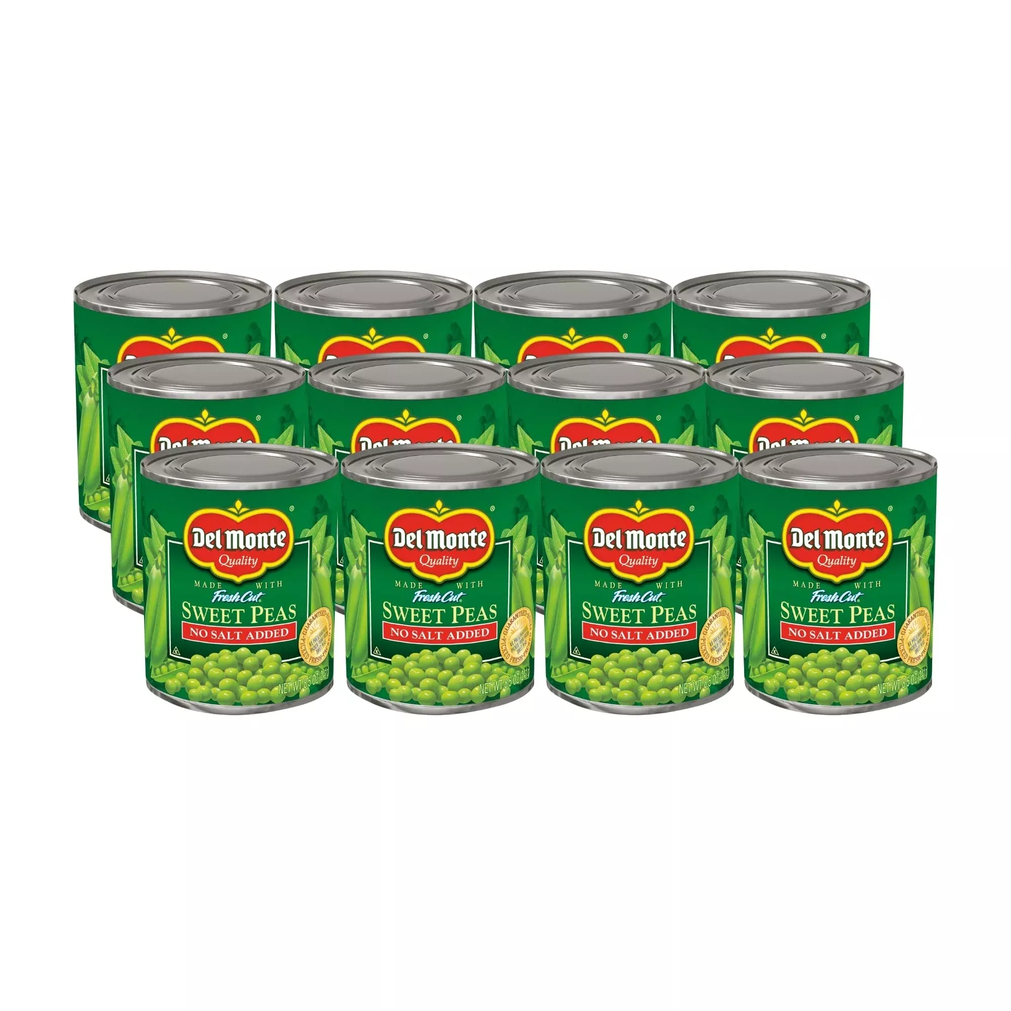 Del Monte Canned Fresh Cut Sweet Peas No Salt Added, 8.5-Ounce (Pack Of 12)