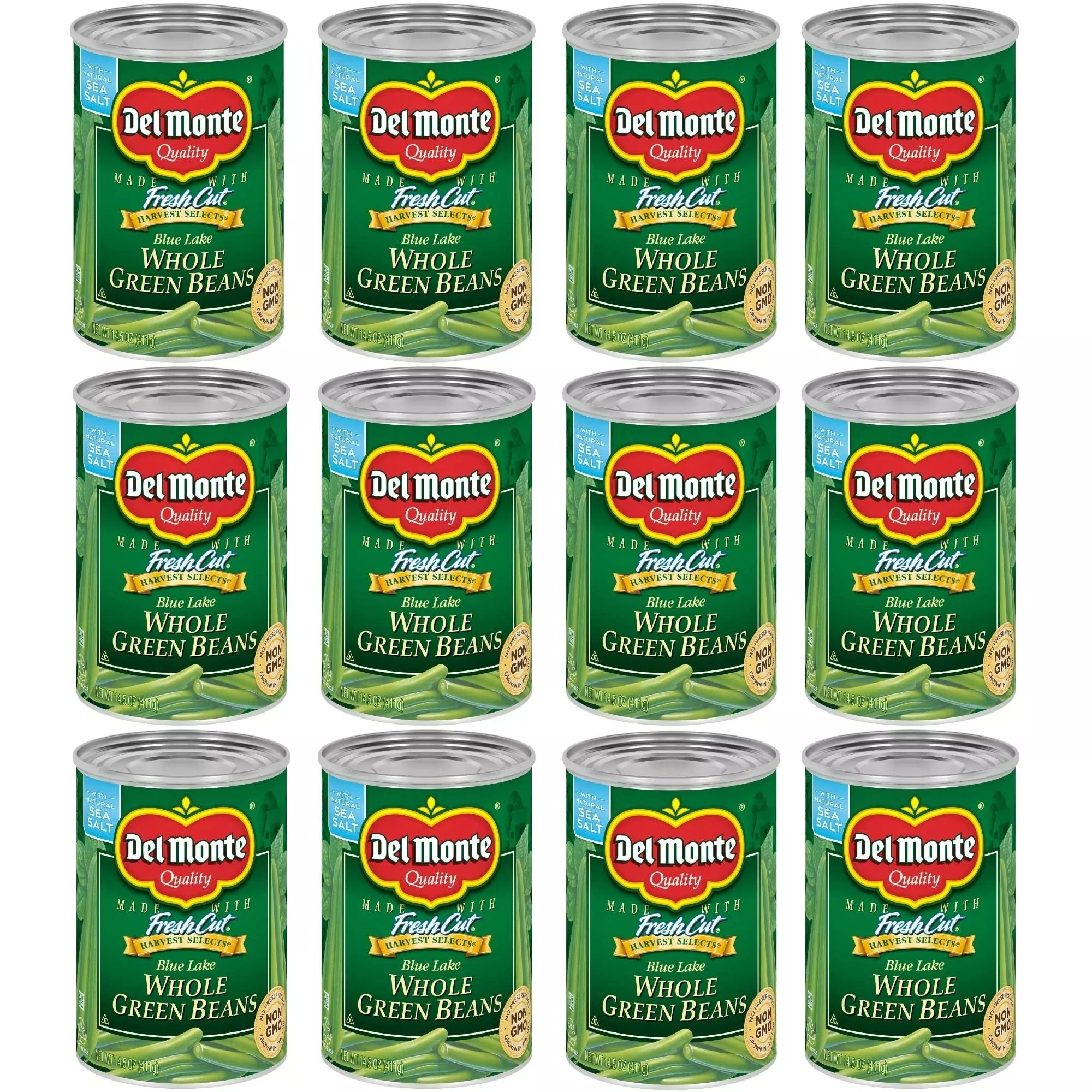 Del Monte Canned Whole Green Beans, 14.5 Ounce (Pack Of 12)