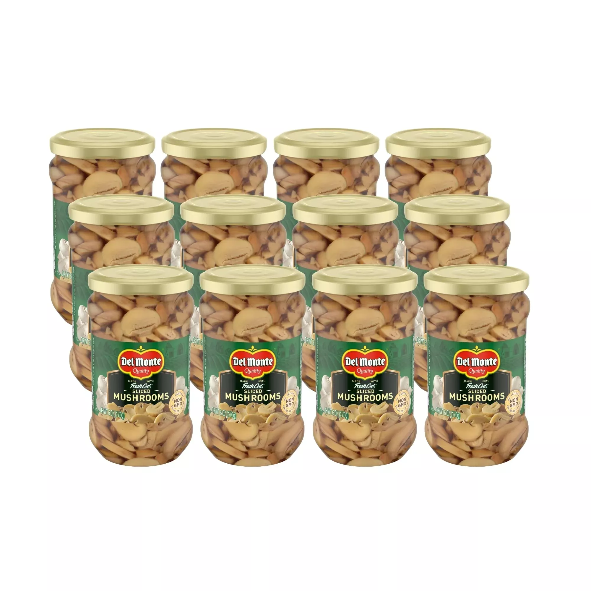 Del Monte Mushrooms Slices 6 Oz. Jar, 12 Pack