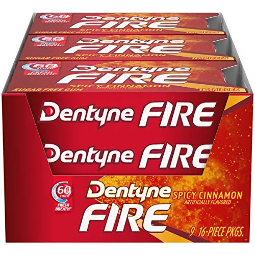 Dentyne Gum Spicy Cinnamon Sugar Free (Pack of 9)