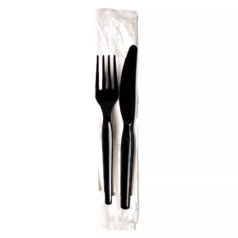 Dixie Products Dixie(r) 3-Pc Heavy-weight Polystyrene Disposable Plastic Wrapped Cutlery Kits (fork Knife Teaspoo - 250 Count - 1 Per Case