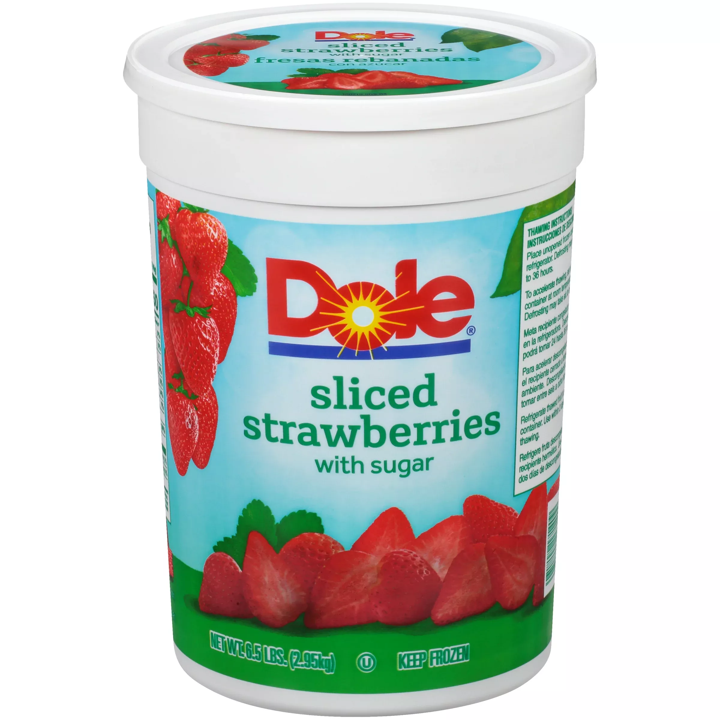Dole Frozen Straw Slice Drysug Tub 104 Ounce Size - 6 Per Case
