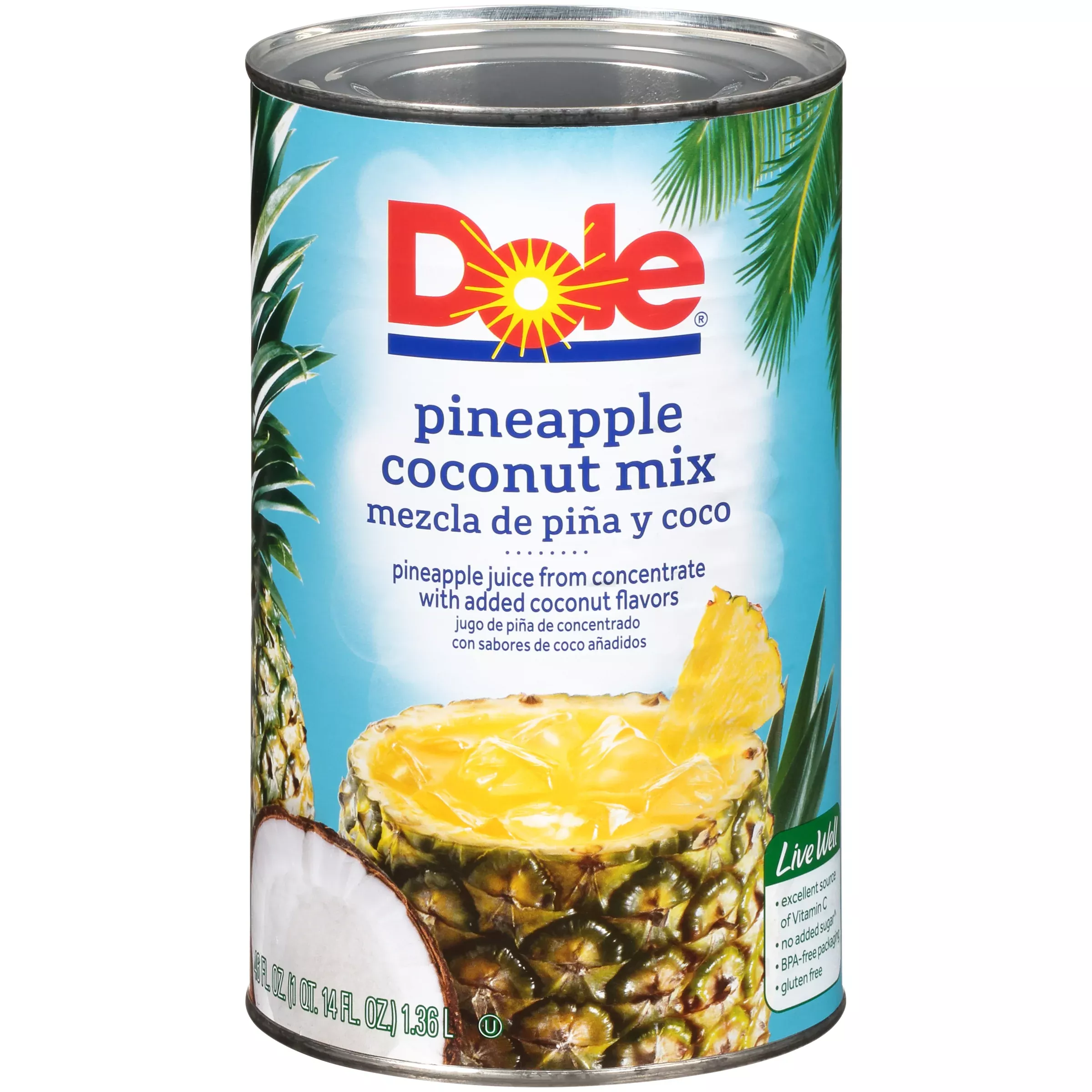 Dole Pineapple Coconut Mix 46 Ounce Size - 12 Per Case