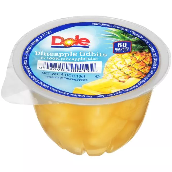 Dole Pineapple Tidbits in Juice 4 Ounce Size - 36 Per Case