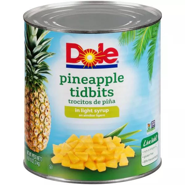 Dole Pineapple Tidbits in Light Syrup 106 Ounce Size - 6 Per Case