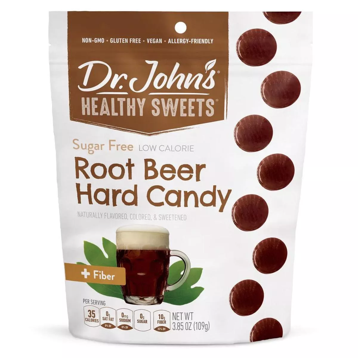 dr. john’s sugar free root beer hard candy 3. 85 oz. bag