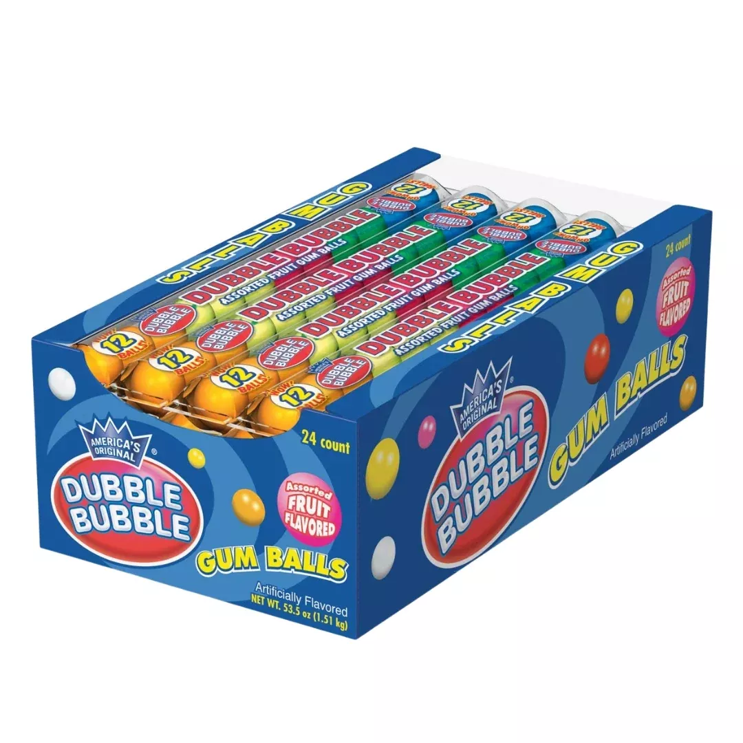 Dubble Bubble Assorted Gum Ball Tubes (24 Pack)