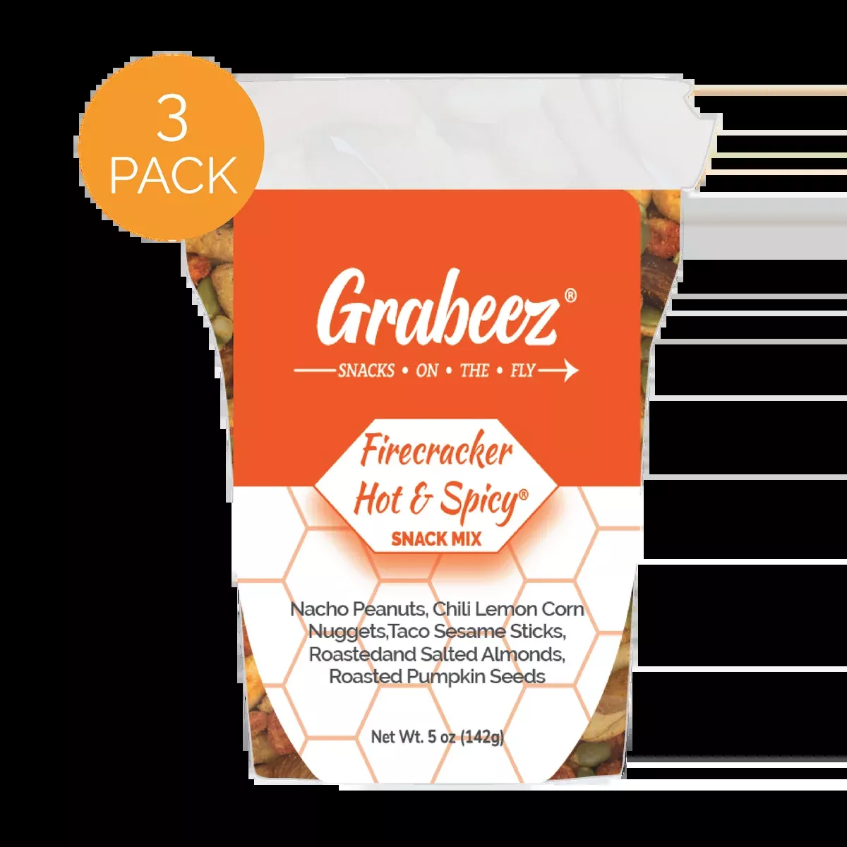 Firecracker Hot & Spicy - 3 pack, 5oz each Grabeez snack cups